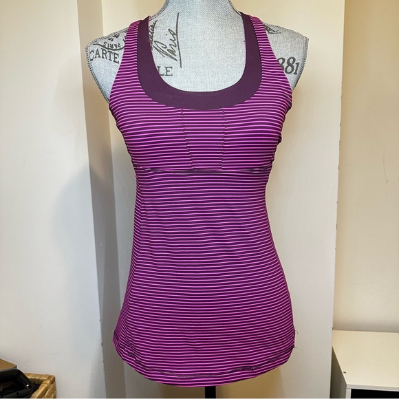 lululemon athletica Tops - Lululemon Push Ur Limits Tank – Magenta & Plum Stripe (No Tag, Fits 4–6)